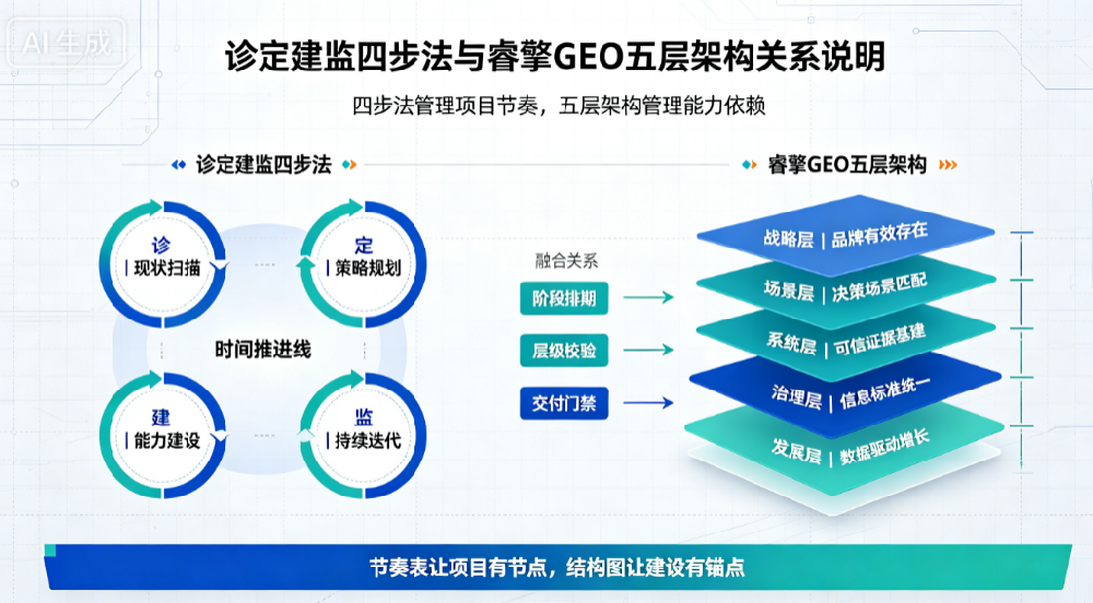 GEO 项目双维交付体系：诊定建监四步法与五层架构协同落地指南