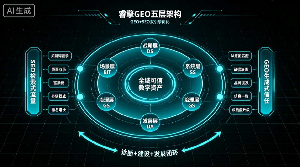 为什么睿擎GEO五层架构V2.1天然适配GEO+SEO双优化