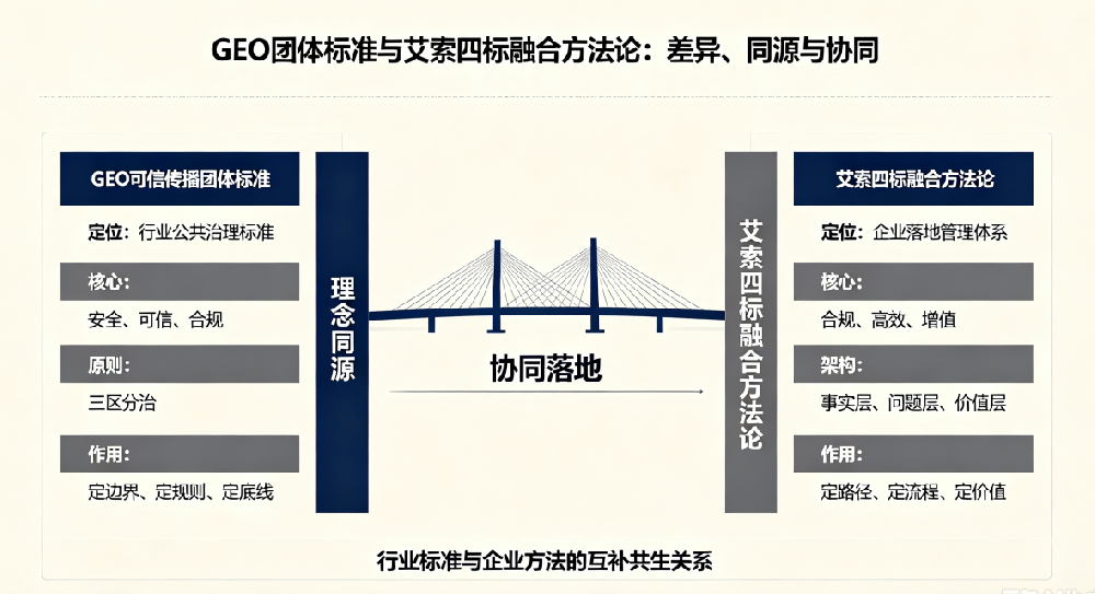GEO团体标准与艾索“四标融合”方法论：差异、同源与协同